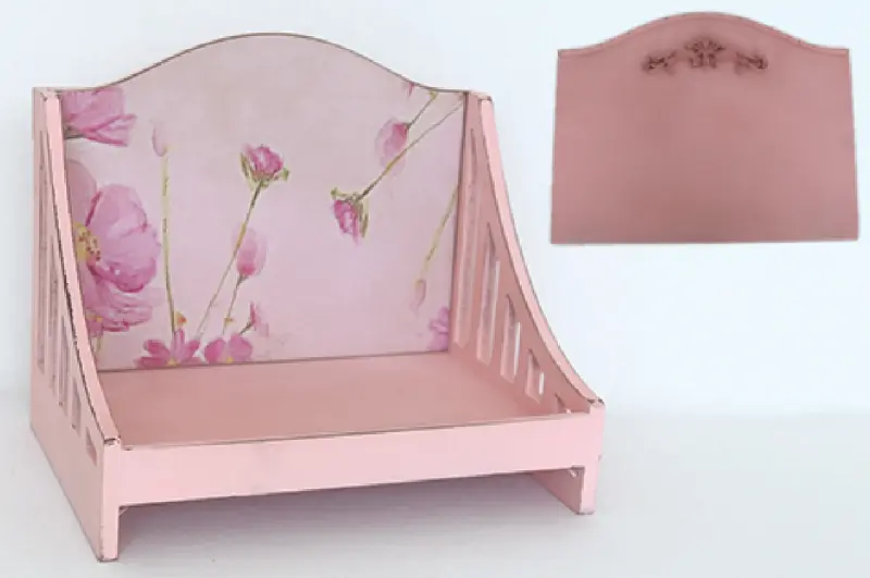 Vintage Printed Wooden Bed - Newborn Photography Props - Image 2